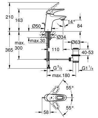 5 568 грн ///  /// Бренд: Grohe
Одноважільний змішувач для раковини 1/2" S-розміру