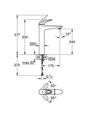 12 336 грн ///  /// Бренд: Grohe
Одноважільний змішувач для раковини 1/2" XL-розміру