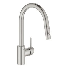 Кухонний змішувач Grohe Concetto з висувним виливом, сатин 31483DC2